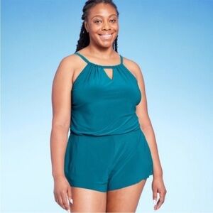 Aqua Green Teal One Piece Swimsuit